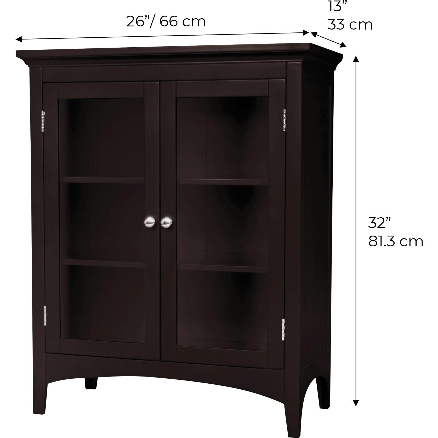 Madison Wooden Floor Cabinet with 2 Glass Doors