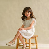 Organic Eyelet Flutter Dress - Ivory Eyelet