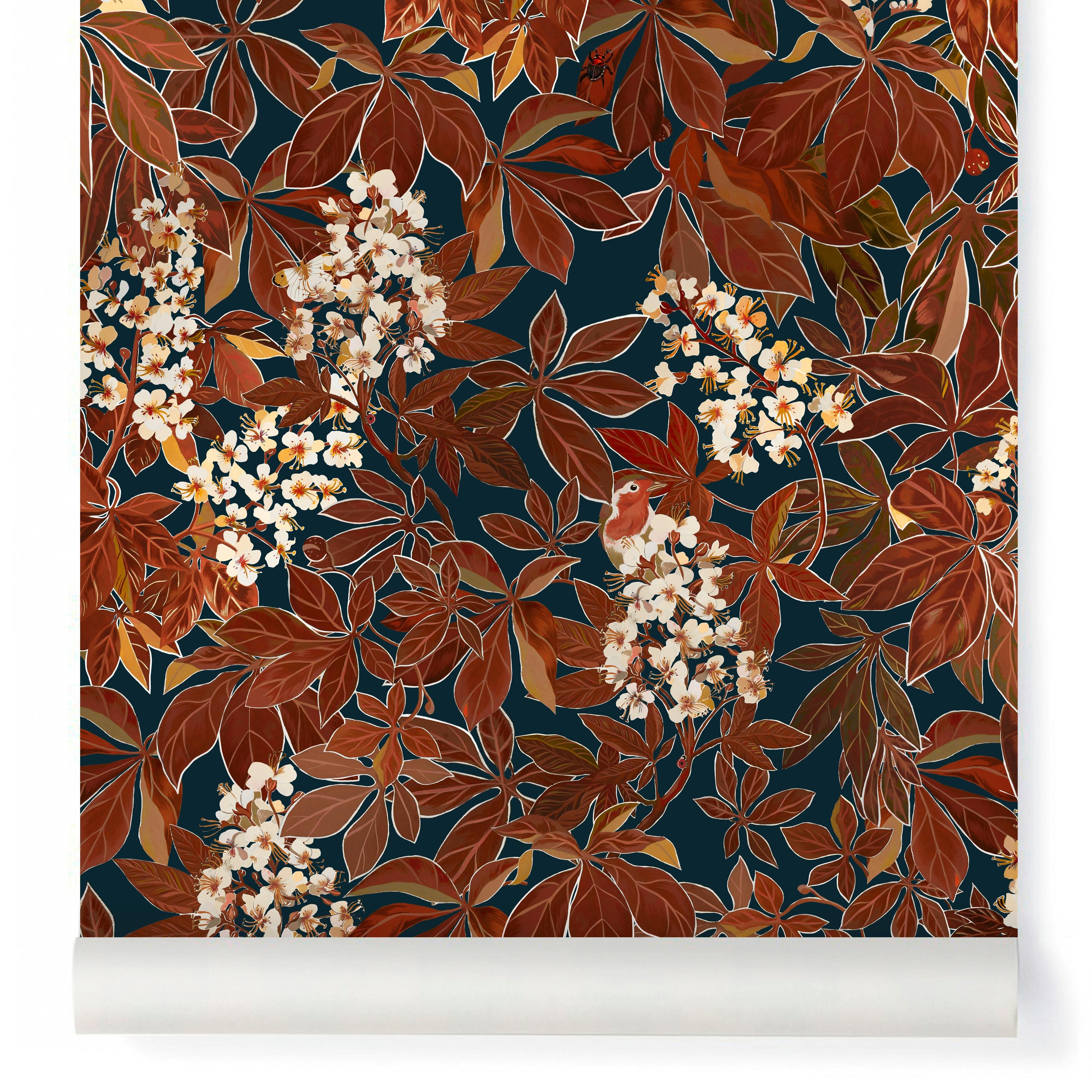 Papier peint MARRONNIERS coloris Sang de Boeuf