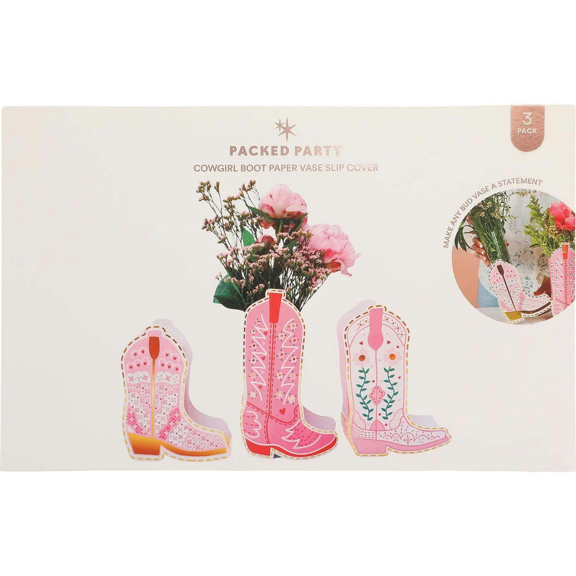 Boot Scoot Blooms Cowboy Boot Pop-Up Vase Slip Covers Set of 3