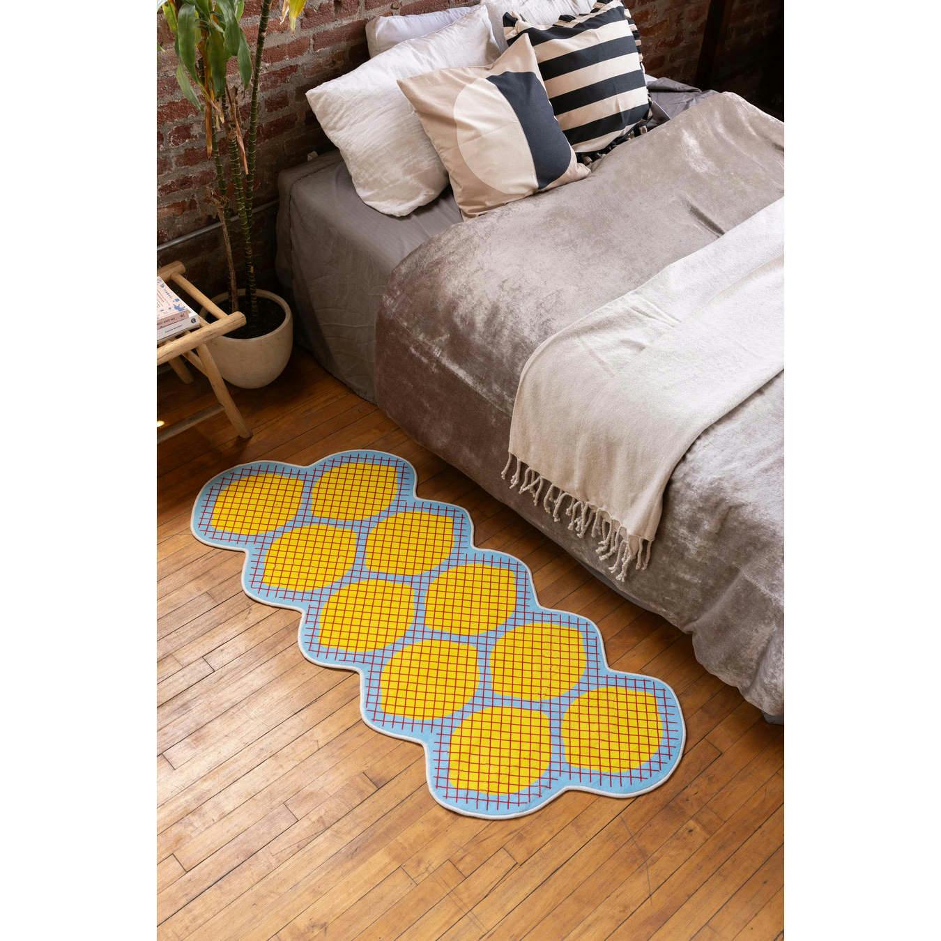 Yellow Grid Lemon Runner Rug by Johann Banta