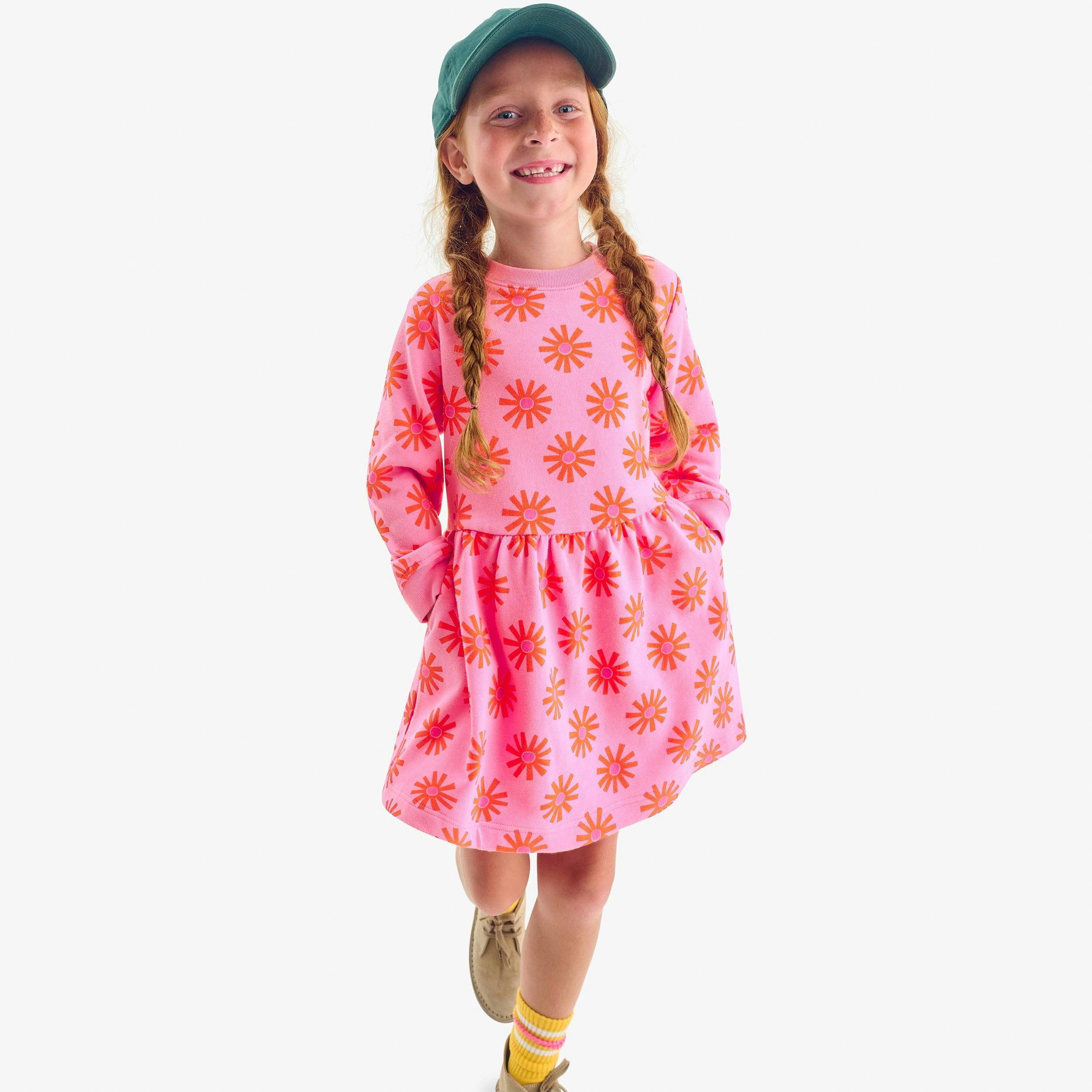 Kids easy sweatshirt dress in dandelions