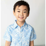 Tropical Palms Blue Shirt in Short Sleeves