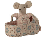 Baby mouse in carry cot - Rose
