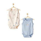 Beige and Blue Dino Bodysuits