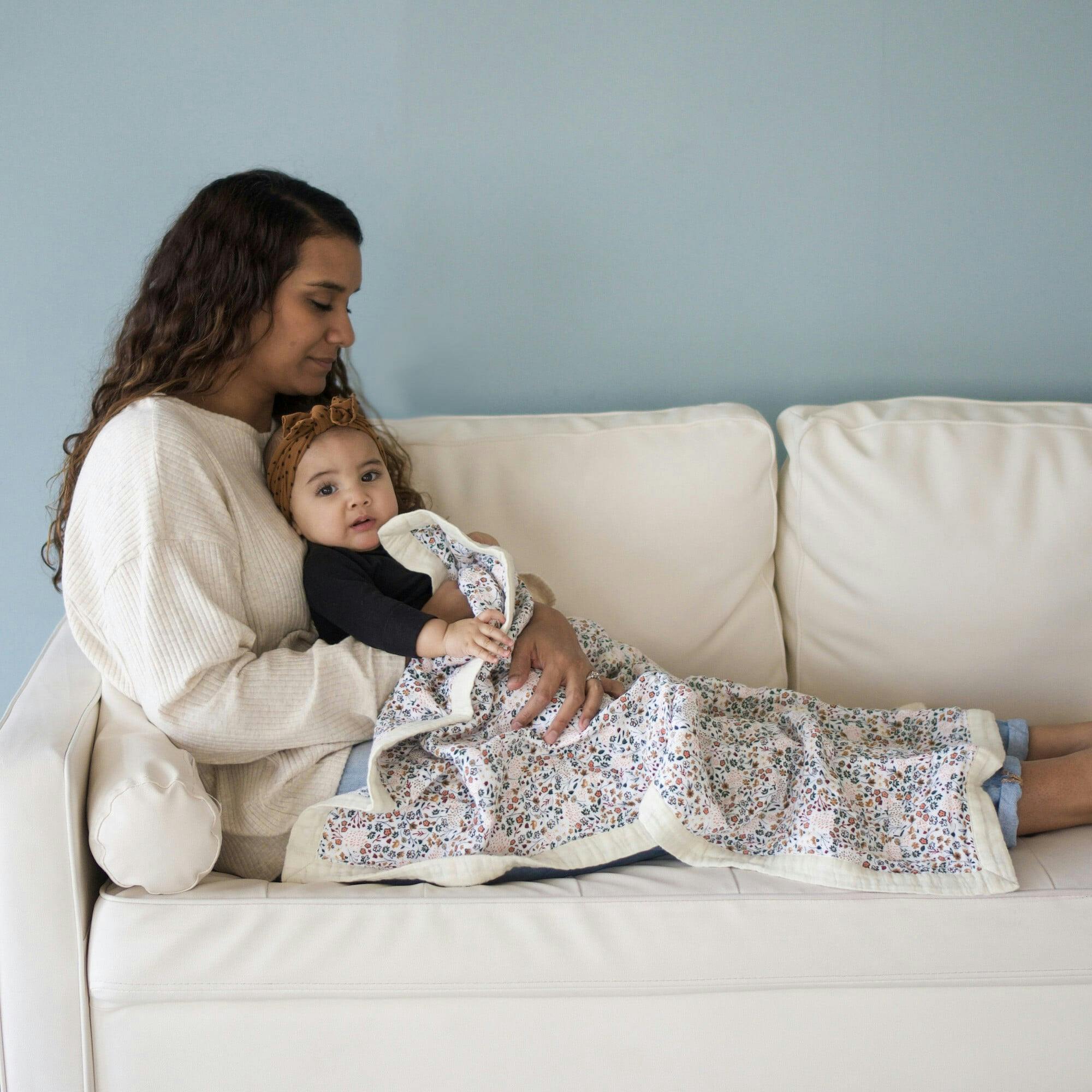 Cotton Muslin Baby Quilt - Pressed Petals