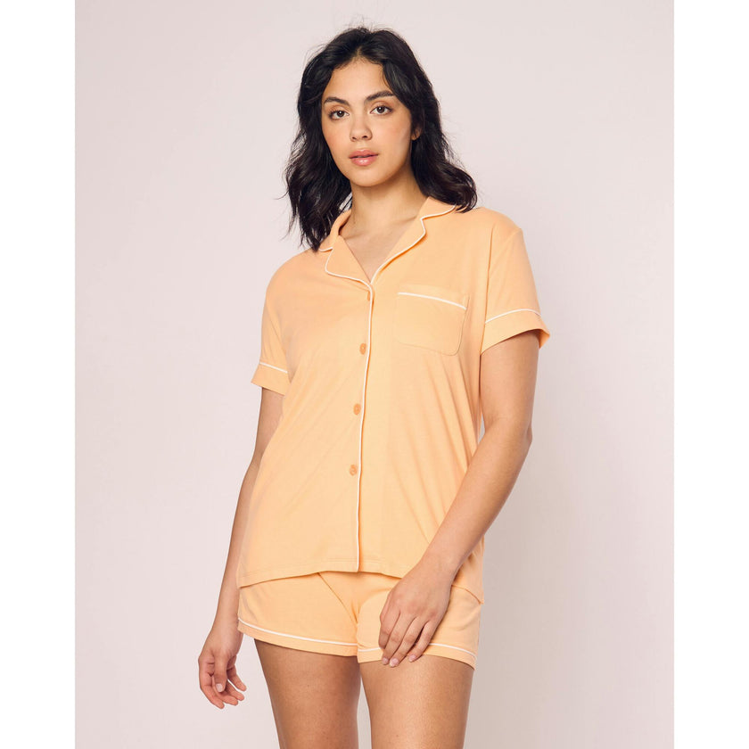 Women's Pima Short Sleeve Short Set in Pink