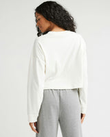 Womens Relaxed Crop Long Sleeve Tee - Pigment Dye Jersey - Bone