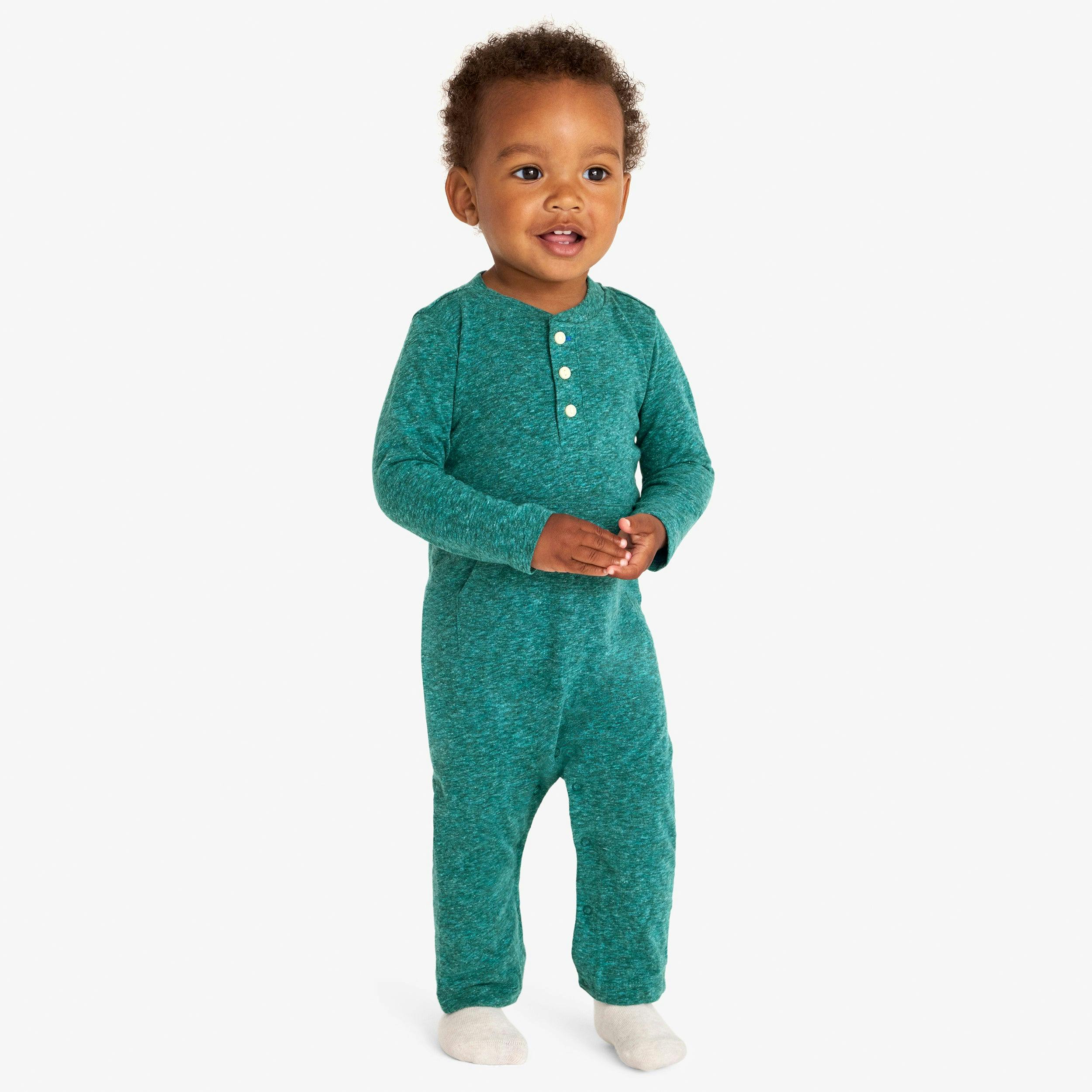 Baby heathered henley romper