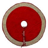 Red Velvet Christmas Tree Skirt Hand Beaded Gold Border - 60" / 72"
