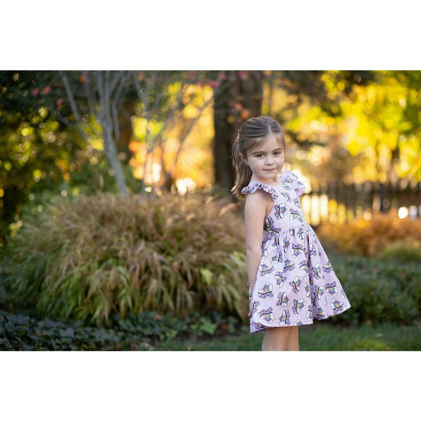 Ruffle Sleeve Dress in Roller Skates