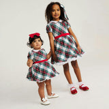 Portia Plaid Scallop Collar Petticoat Bodysuit Dress