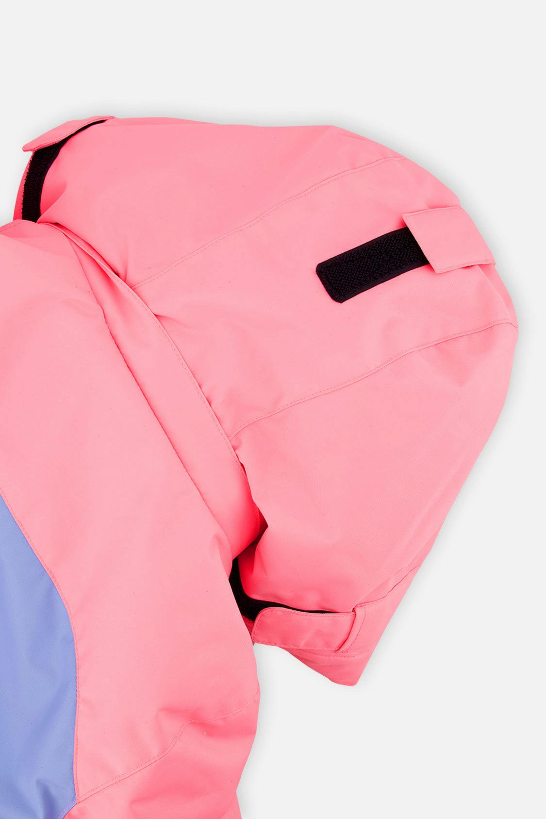 Two Piece Play Snowsuit Pink And Purple Colorblock With Watercolor Floral Print Pants