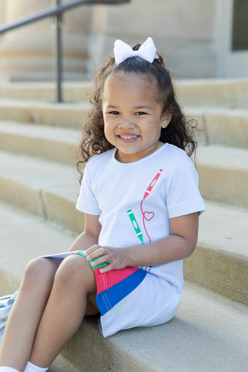 Stripe Knit Dress with Crayons