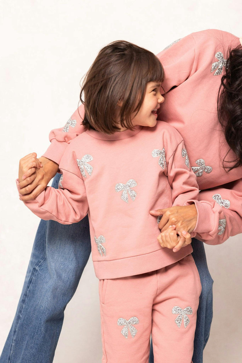 Mini Micah Crew Neck Sweatshirt in Pink & Bows
