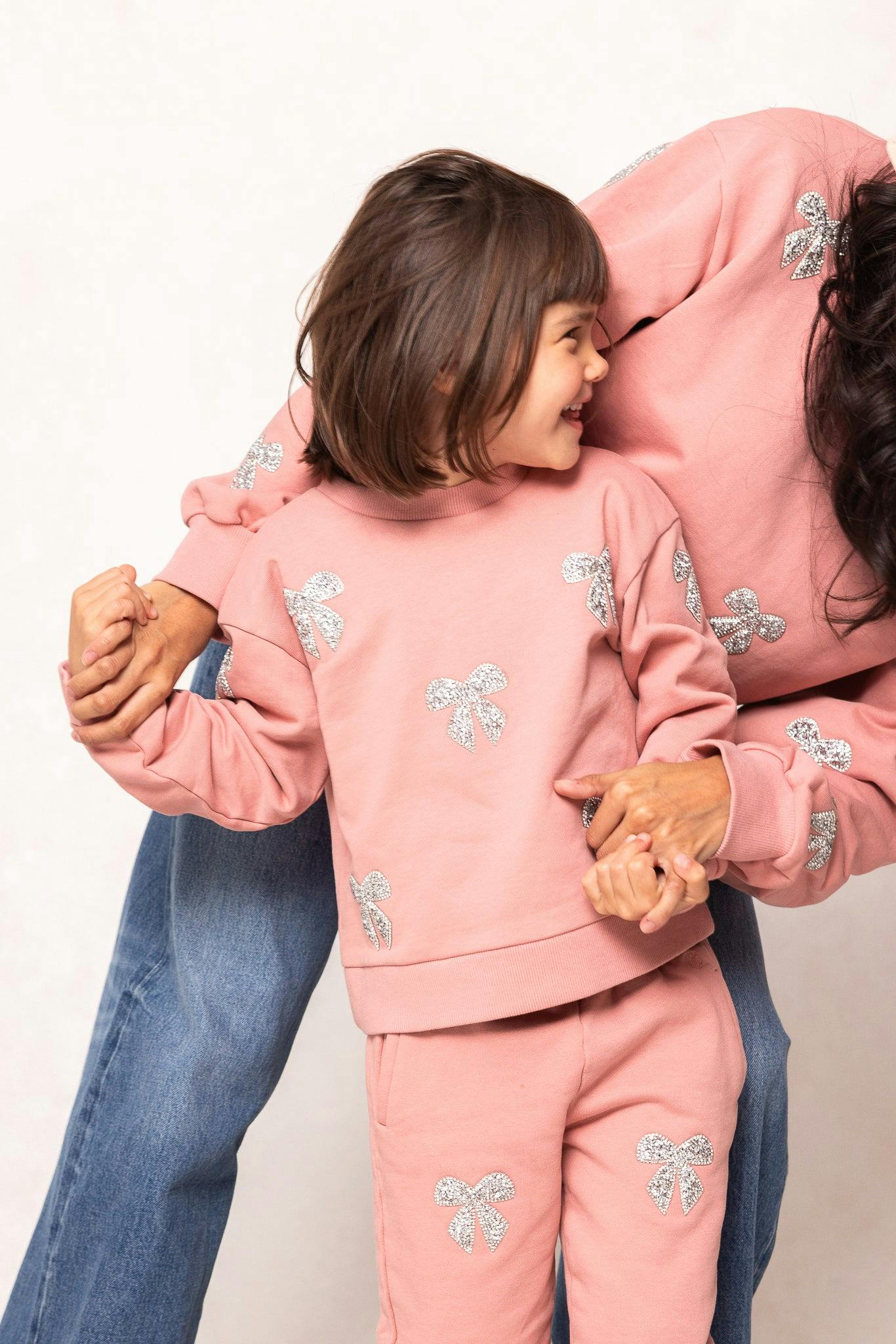 Mini Micah Crew Neck Sweatshirt in Pink & Bows
