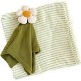Green Stripe Swaddle and Lovey Set - Flower