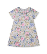 Emma Girl Dress Tweed, Green Pink Flower