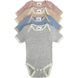 Ribbed Knit Short Sleeve Retro Bodysuit