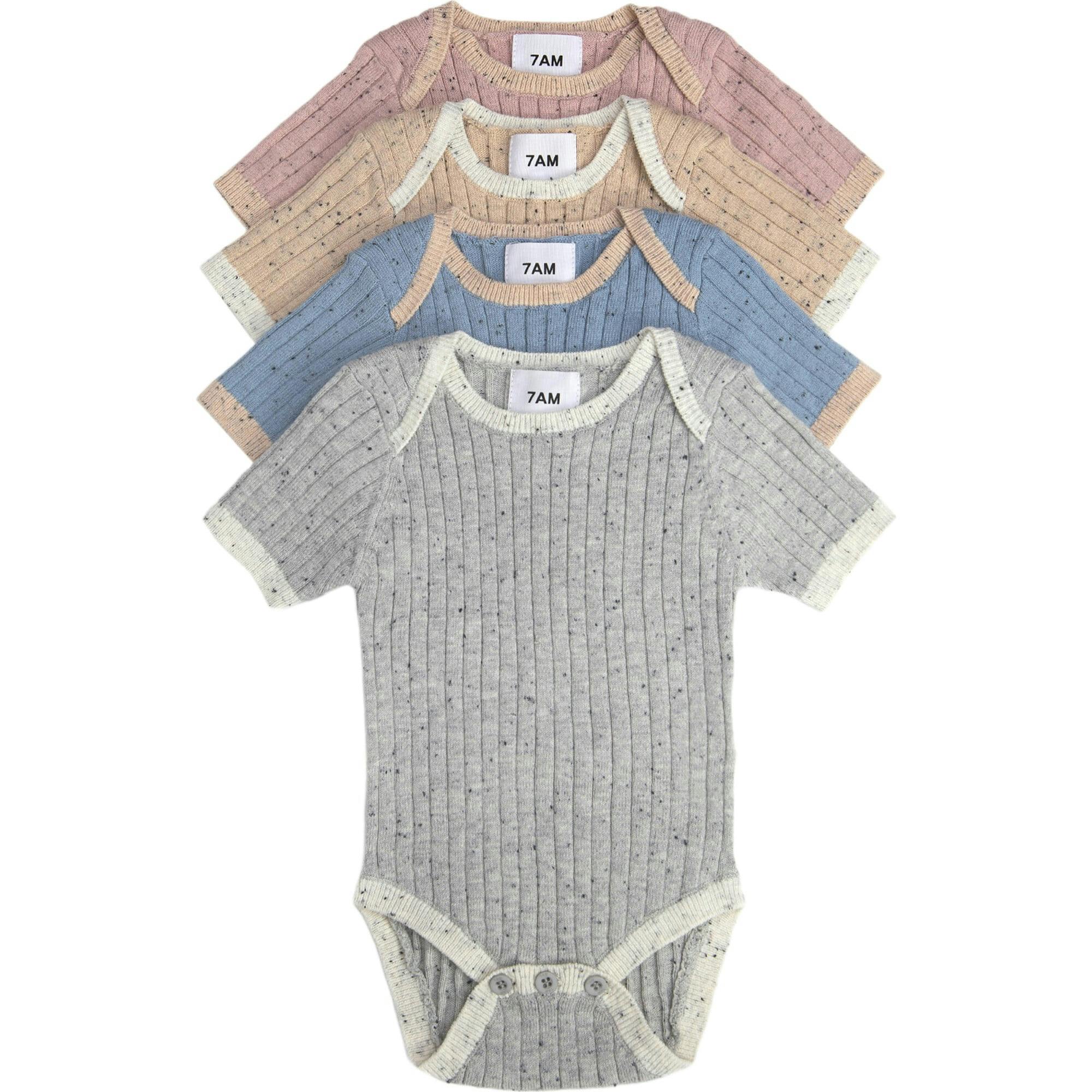Ribbed Knit Short Sleeve Retro Bodysuit