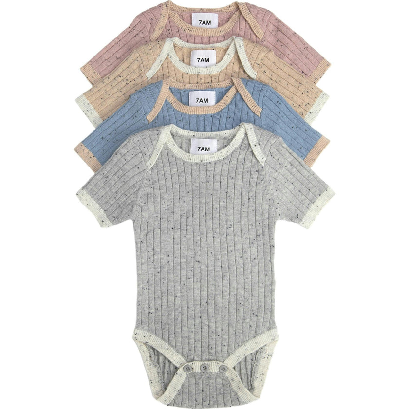Ribbed Knit Short Sleeve Retro Bodysuit