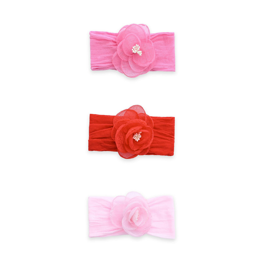 Multicolor Elastic Flower Headband Set