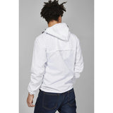 Navy full zip packable rain jacket and windbreaker