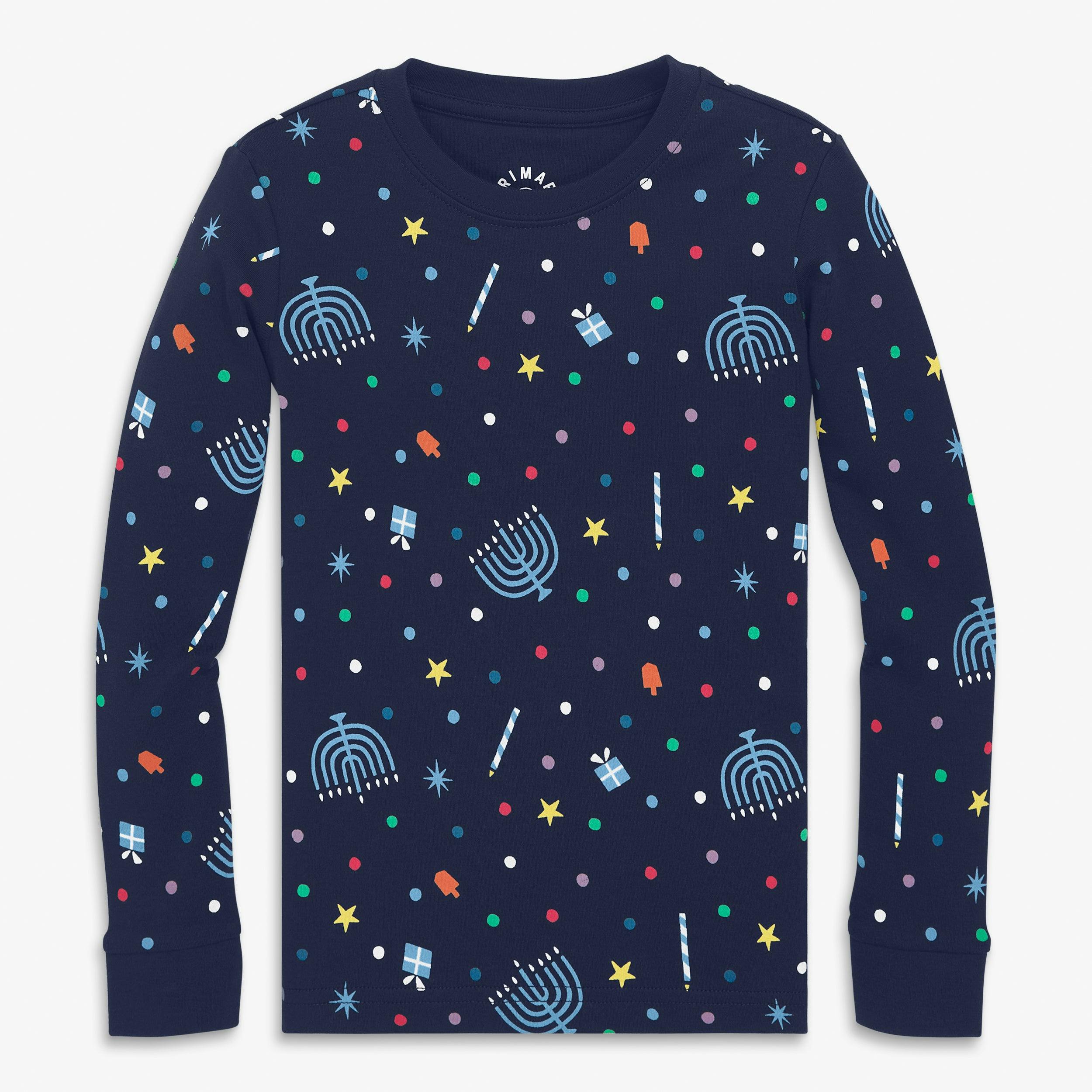 Kids organic PJ top in rainbow of lights