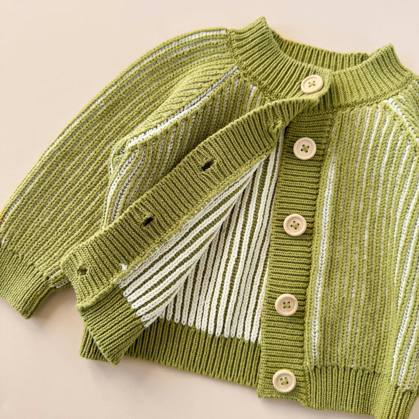 Cotton Brioche Cardigan, Green