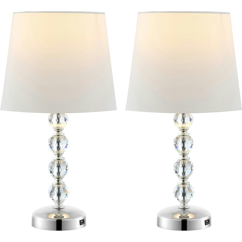 Nola Stacked Crystal Ball Lamps With USB Port