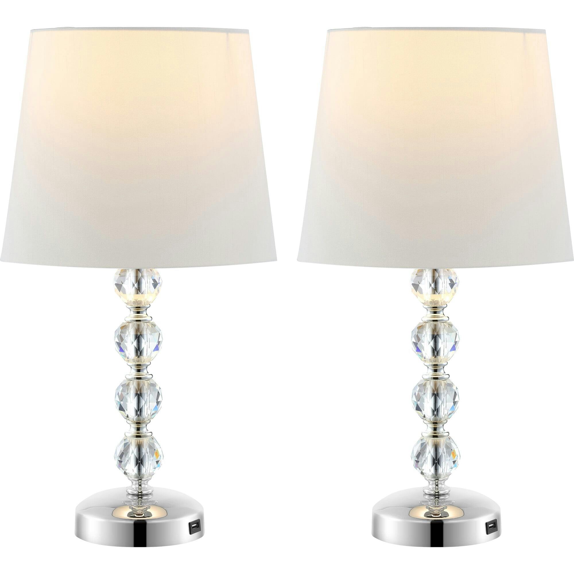 Nola Stacked Crystal Ball Lamps With USB Port