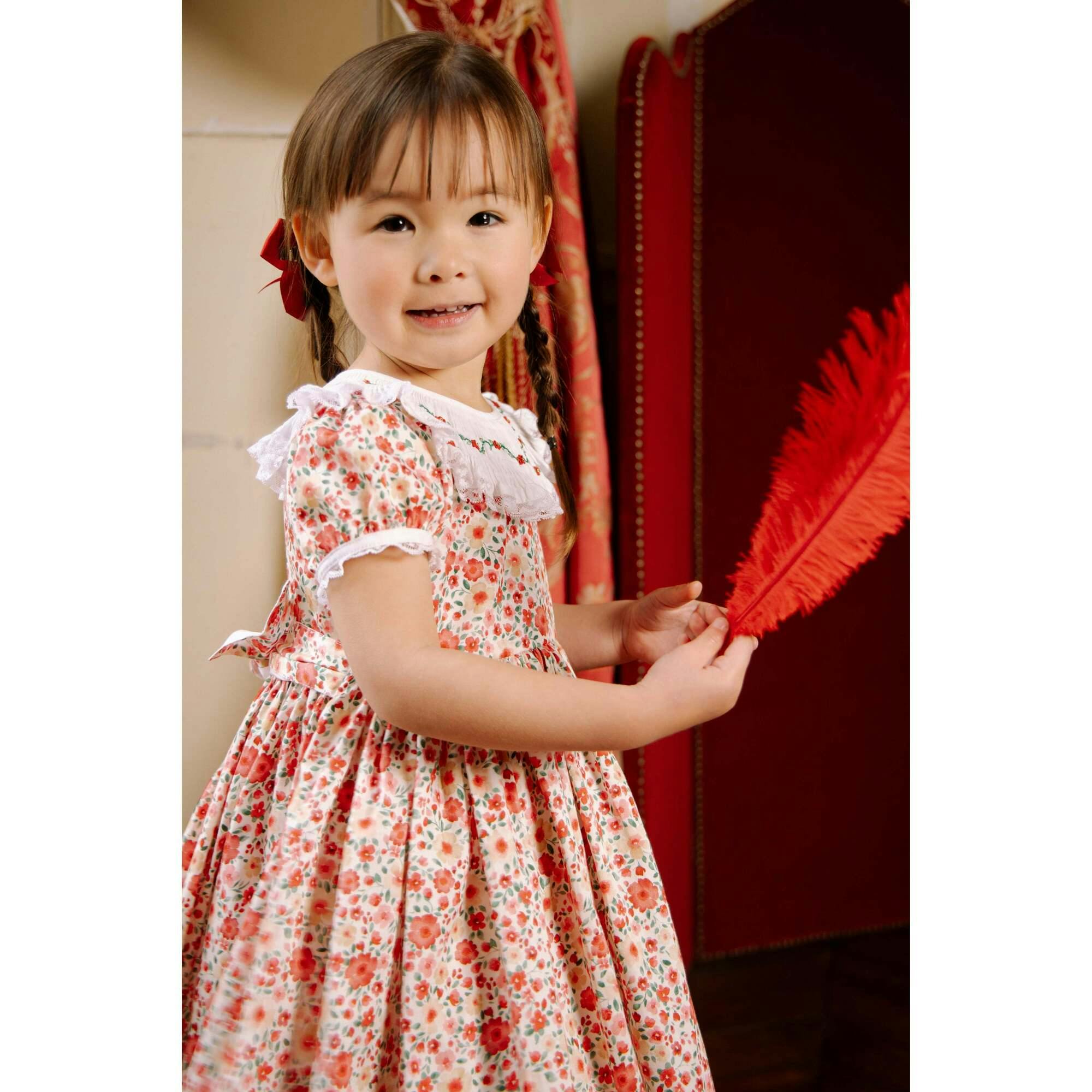 Celestine Red Floral Smocked Dress
