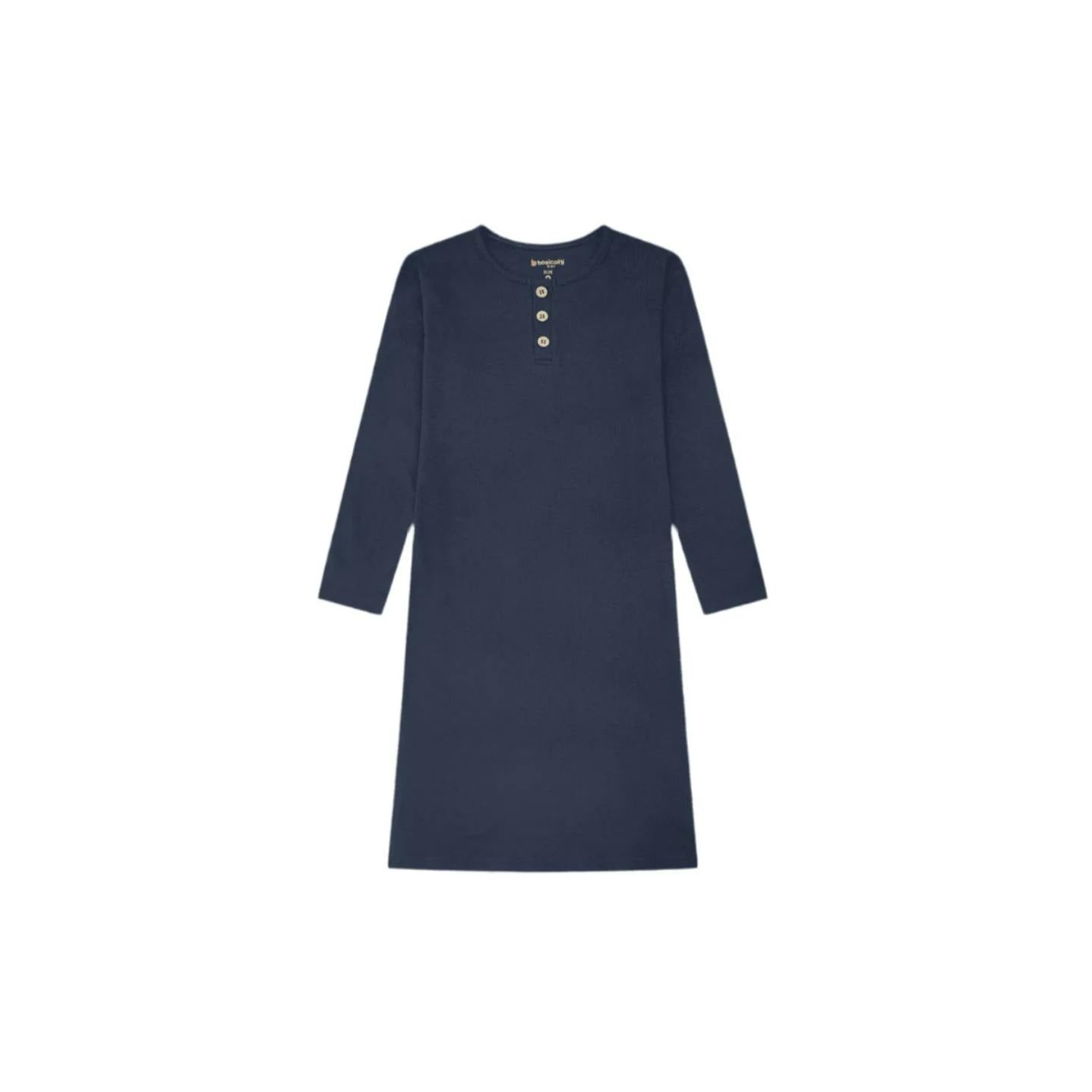 Girls Button Ribbed Nightgown