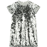 Coco Sequin Girls Party Dress, Silver