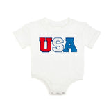 USA Multi Patch Short Sleeve Romper - White