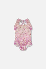 Baby And Toddler One-Piece Swimsuit Purple Flower Print