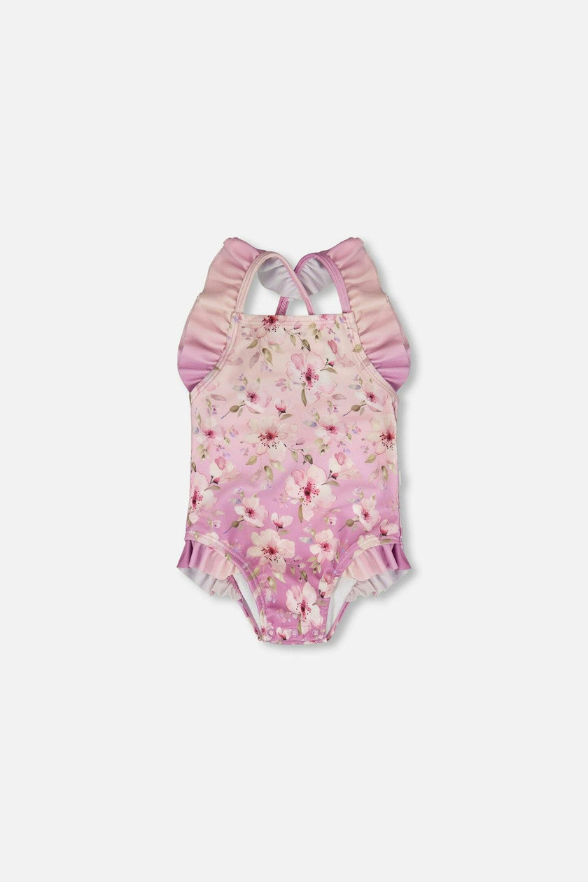 Baby And Toddler One-Piece Swimsuit Purple Flower Print