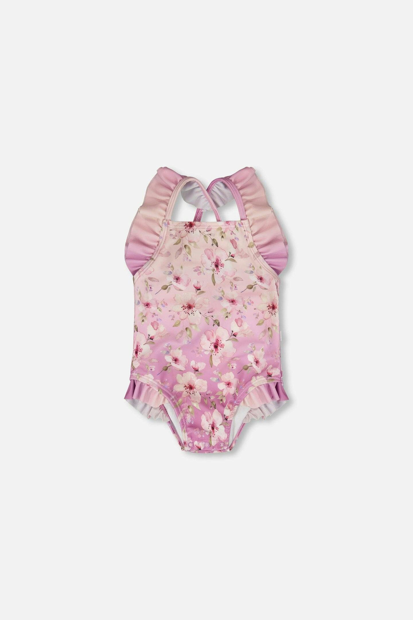 Baby And Toddler One-Piece Swimsuit Purple Flower Print