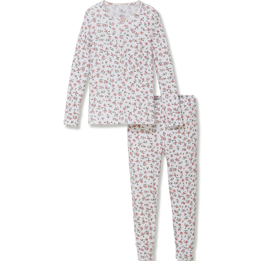 Kid's Pointelle Snug Fit Pajama Set in Pink Floral