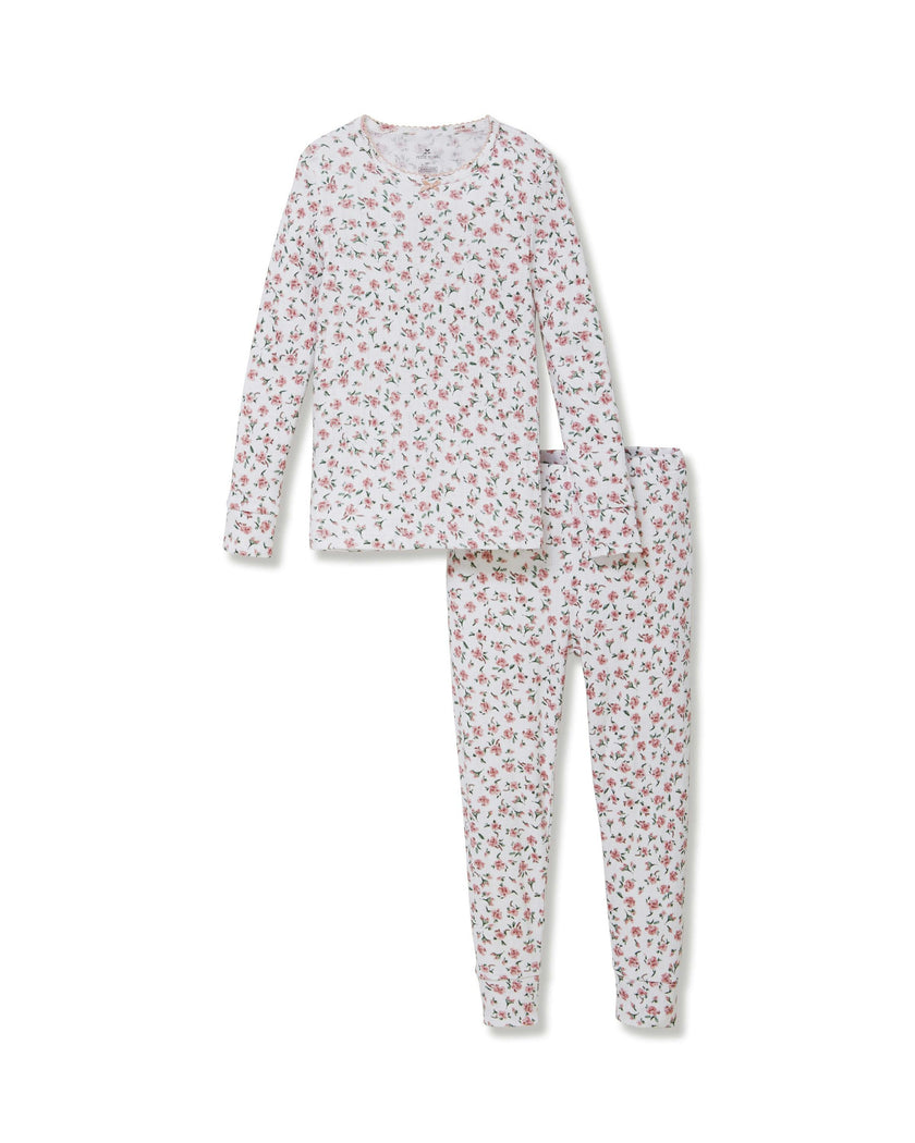 Kid's Pointelle Snug Fit Pajama Set in Pink Floral