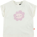 Rolled Cuff Sleeve Smiling Flower Graphic Print T-Shirt