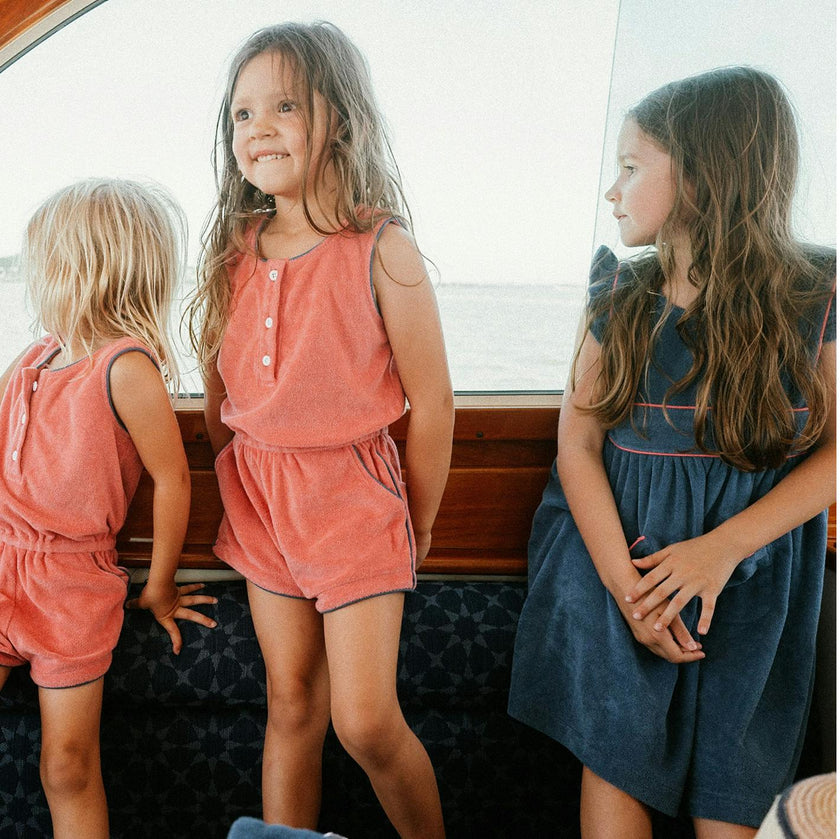 girls newport navy french terry pinafore dress