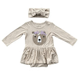 Girl's Bodysuit Dress Set Winter Floral