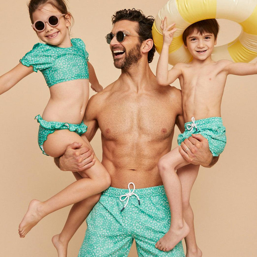 Mint Green Bandana Boys' Swim Shorts