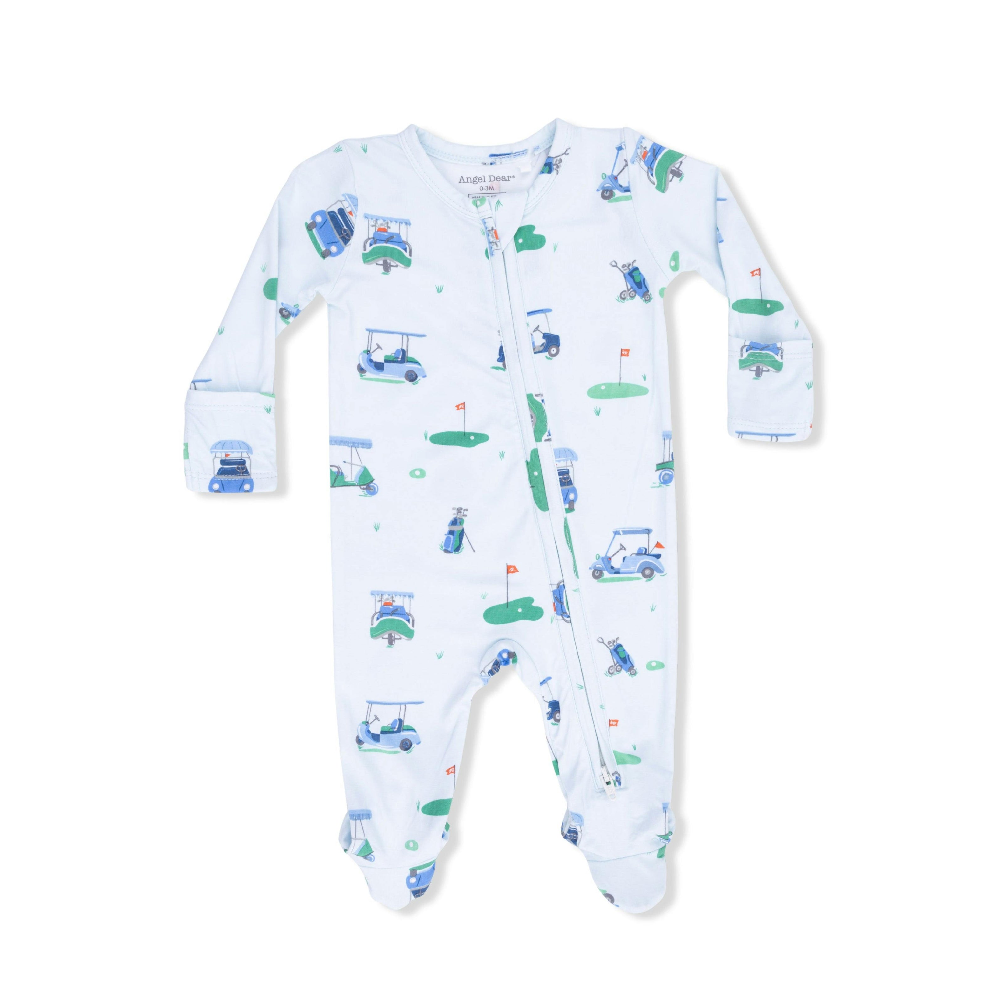 Vintage Golf Carts Blue - 2 Way Zipper Footie