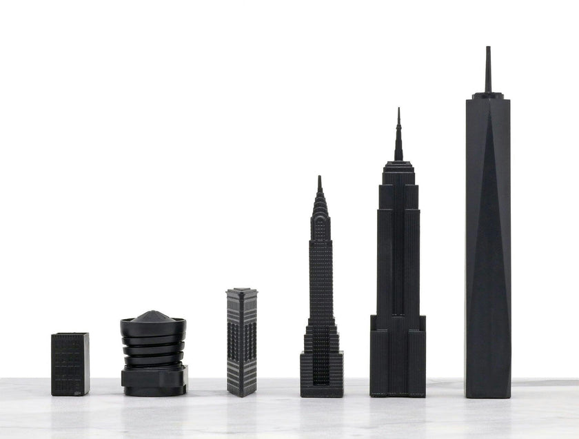 Chess Set Acrylic LOS ANGELES with Wood Map Board