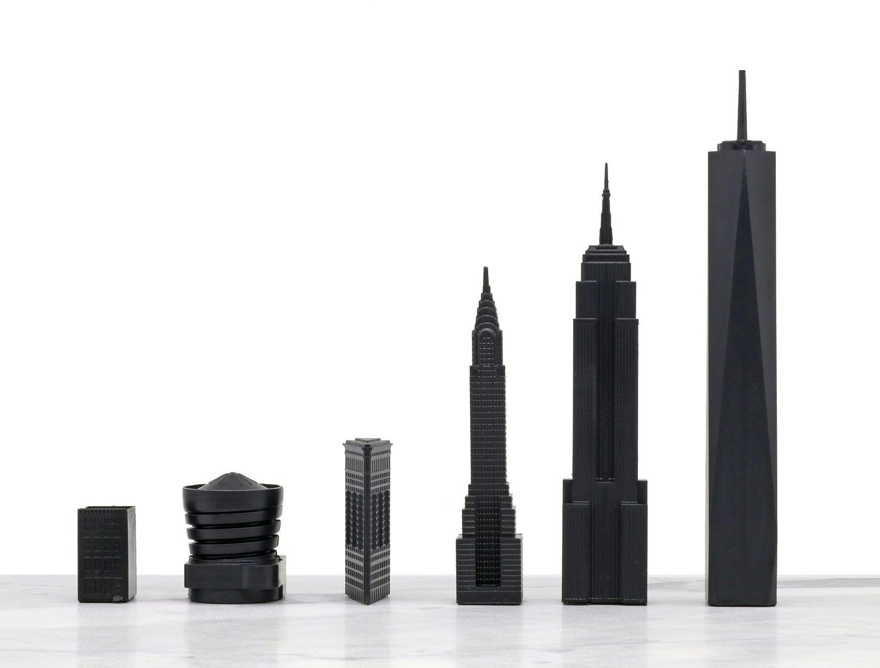 Chess Set Acrylic NEW YORK vs LOS ANGELES with Marble Hatch Board