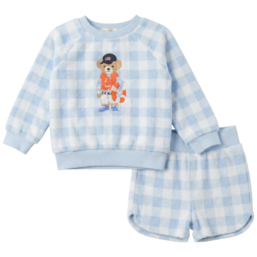 Bear Embroidered Shorts Terry Set