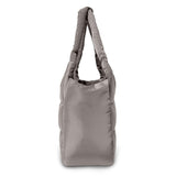 The Astra Puffy Tote with Removable Crossbody Strap in Taupe