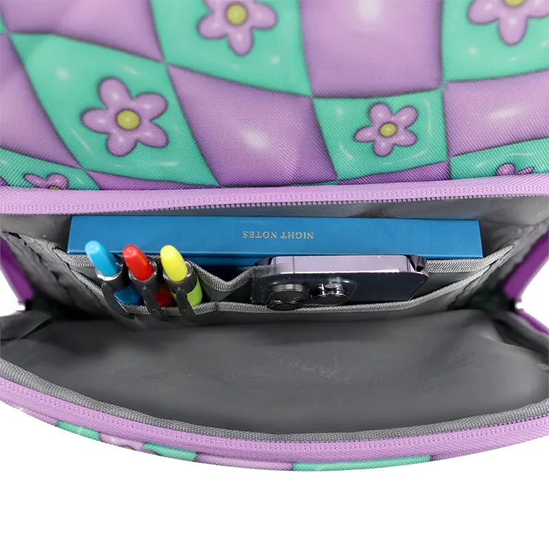Junior Backpack with Lunch Box and 14oz Water Bottle For School in Puffy Flower